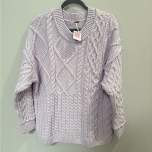 Free People Leslie Cable Knit Tunic Sweater in the color Frost women S oversized